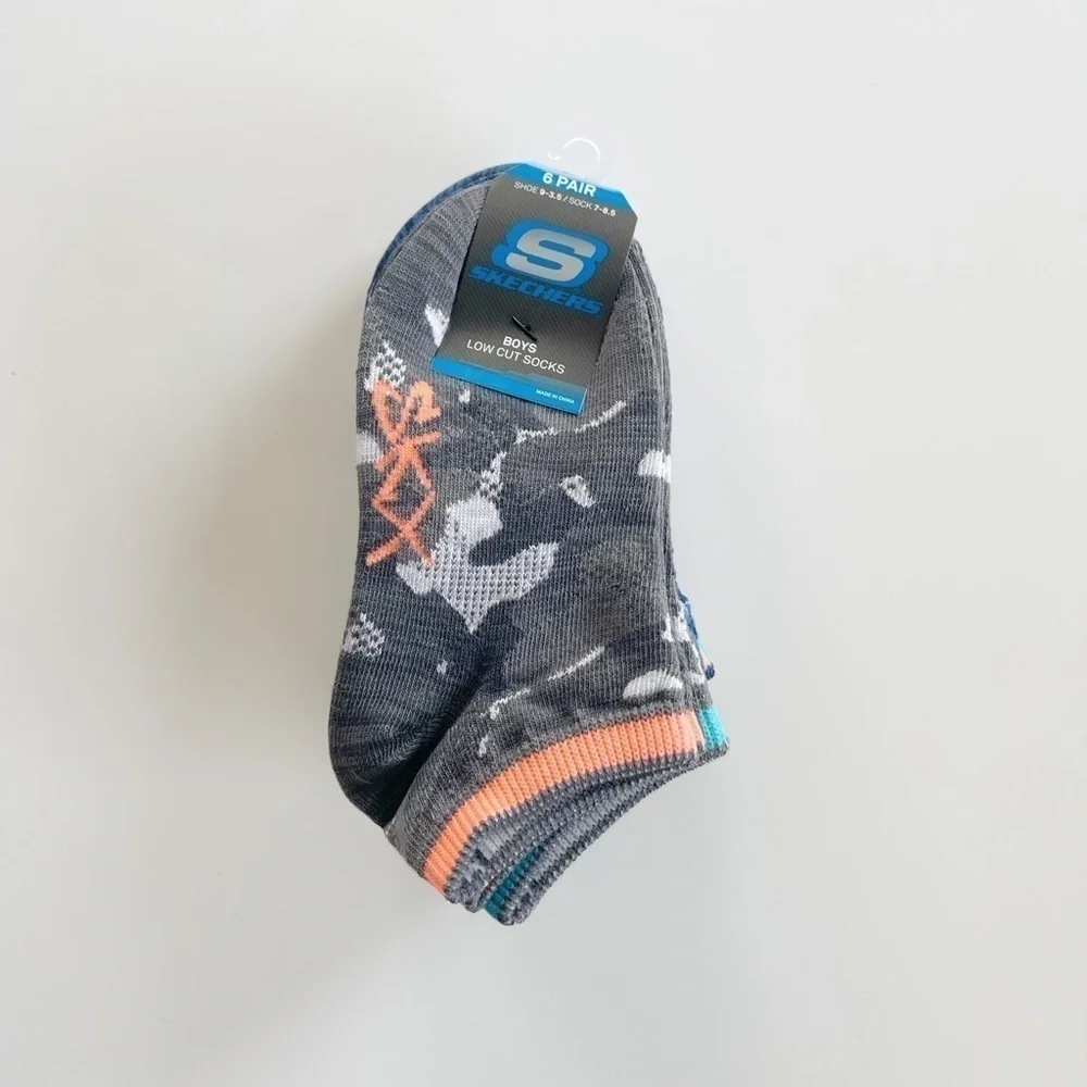 Skechers 6 Pack Low Cut Boys Socks - 9-3.5